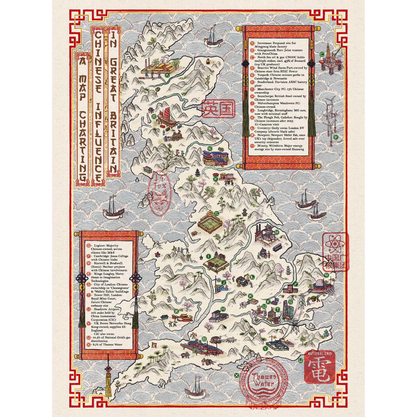 A map charting Chinese influence in Great Britain